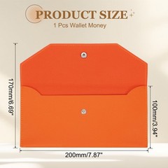PU Leather Envelope Wallet Money for Women Men Orange