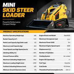 Mini Skid Steer Loader 13.5HP Runtong Engine Compact Stand On Loader Bucket EPA