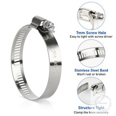 Hose Clamp 10 Pieces 2.5 Inch Stainless Steel Hose Clamps for 1 1/2 Inch to 2 1/