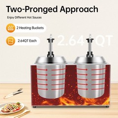 Commercial Hot Fudge Warmer Nacho Cheese Sauce Warmer w/ Pump Dispenser 1600W