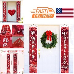 Happy Valentines Day Door Banner XtraLarge 72×12 Inch Red Oxford Fabric Outdoor