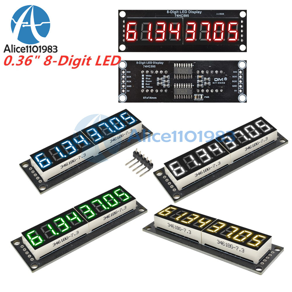 Digital 0.36″ inch 7-Segment 8-Digit LED Display 74HC595 Tube Module 5 Colors