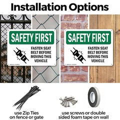 (2 Pack) Fasten Seat Belt Before Moving Vehicle OSHA Safety First Sign Decal