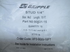 Pack Of 10 Gripple Wire Hanger 15 Ft Lengths 1/4 inch P/N: 90831-15