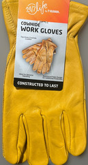 100% Cowhide Leather Work Gloves • L • Reinforced Palm Heavy Duty Construction