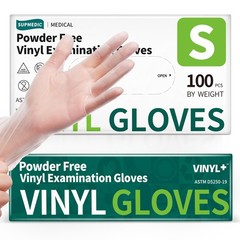Supmedic Vinyl Disposable Exam Gloves, Clear 4 Mil Small, 100 Small (Clear)