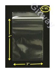 3″ x 4″ Set Reclosable Resealable Zip Top Lock Clear Plastic FDA Bags 4 MIL
