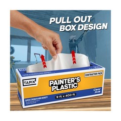 Painter’s Plastic Film, 400′ Length x 9′ Width High, High Density Painters Pl…