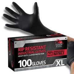 Venom Steel Industrial Nitrile Gloves, Chemical X-Large (Pack of 100), Black