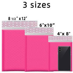 #000 4×8 (4×7) Poly Bubble Mailer Padded Envelope Shipping Bag Premium Hot Pink