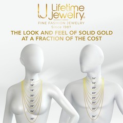LIFETIME JEWELRY 5mm Cuban Link Chain Necklace for Women and Men 24k Gold Pla…
