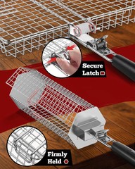 Grill Baskets for Outdoor Grilling, 3PCS Grilling Baskets with Removable Handle,