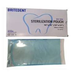 BriteDent 10×16 Self-Sealing Sterilization Pouch, Case of 5 x 200/Box