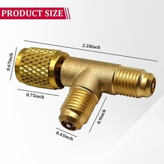Ywdiml Car Quick Coupler Access Tee, Brass 1/4″ SAE Valve Core Tee Adapter for