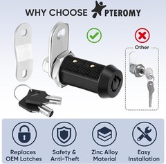 5 Pack Cabinet Lock with Keys, 1-1/8” 5/8″ 7/8″ Heavy Duty Tubular Cam Lock
