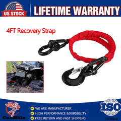 Recovery Strap (18,000lb.) 4FT with Winch Hook and D-Ring for ATV Mud Recovery