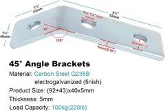 10 Pack 45 Degree Angle Bracket Fitting for 1-5/8″ Strut Channel, 3 Hole Corn…