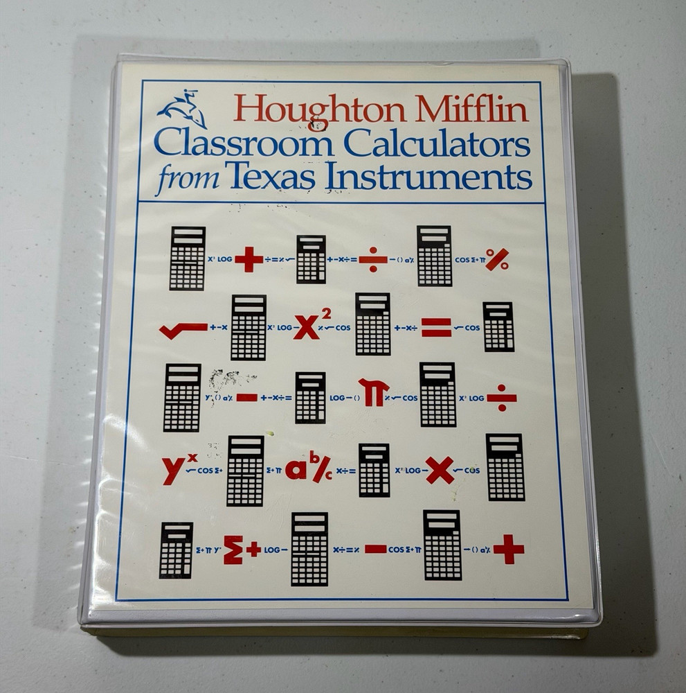 Vintage Texas Instruments 10 Calculator Classroom Set & Caddy Binder Circa 1980s