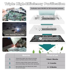 50W Pure Air Fume Extractor Smoke Dust Purifier For UV Laser Marking Machine US