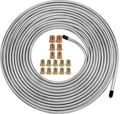MuHize 25Ft 3/16 Inch Brake Line Kit Zinc Coated with Fittings