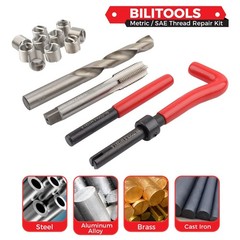 BILITOOLS M5x0.8 Thread Repair Kit, HSS Drill Helicoil M5 x 0.8, Metric