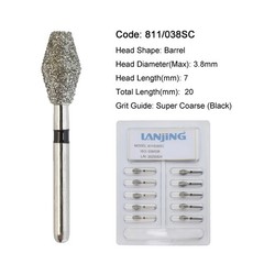 Dental Diamond Burs Pear Round End Taper Barrel FG Medium Coarse Fine High Speed