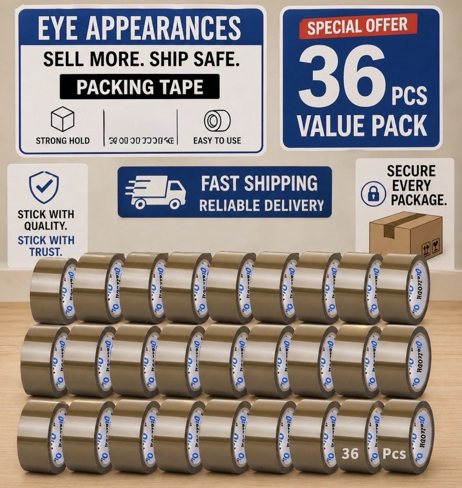 36 Rolls Brown Shipping Packaging Box Packing Tape 2 mil 2″ x 65 Yard 195FT