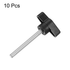 10pcs Wing Knobs M6 x 60mm Tee Stud Knob Thumb Screw Hand Clamping Handle Black