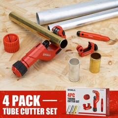 SHALL 4-Piece Tubing Cutter Set, 1/4” to 2”OD Heavy Duty Copper Pipe Cutter, 1