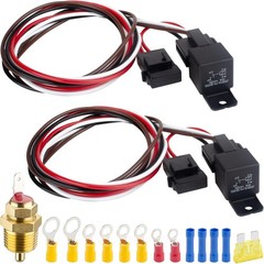 2 PCS Electric Fan Relay Kit, Dual Electric Fan Relay Kit, 185 Degree on 175 The