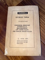 Hubbell Corrosion Resistant Vertical Weatherproof Cover Vintage New Yellow