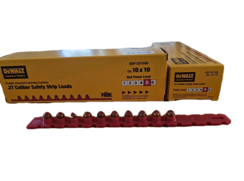 New DeWalt .27 caliber RED safety strip loads #5 DDF1351500 2 Boxes of 100 Ea