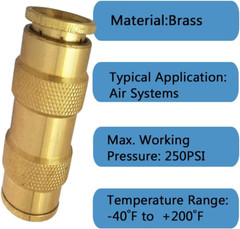 Push to Connect Fittings 3/8 Inch Tube OD Pneumatic Fittings DOT Air Fittings