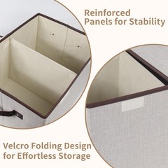 Foldable Fabric Storage Box, 16.5 x 11.8 x 9.8 inches (L x W x H), with Doubl…