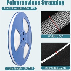 Weather Resistant Packaging Strapping Roll, 0.55” x 3937” – Ideal for Shipping