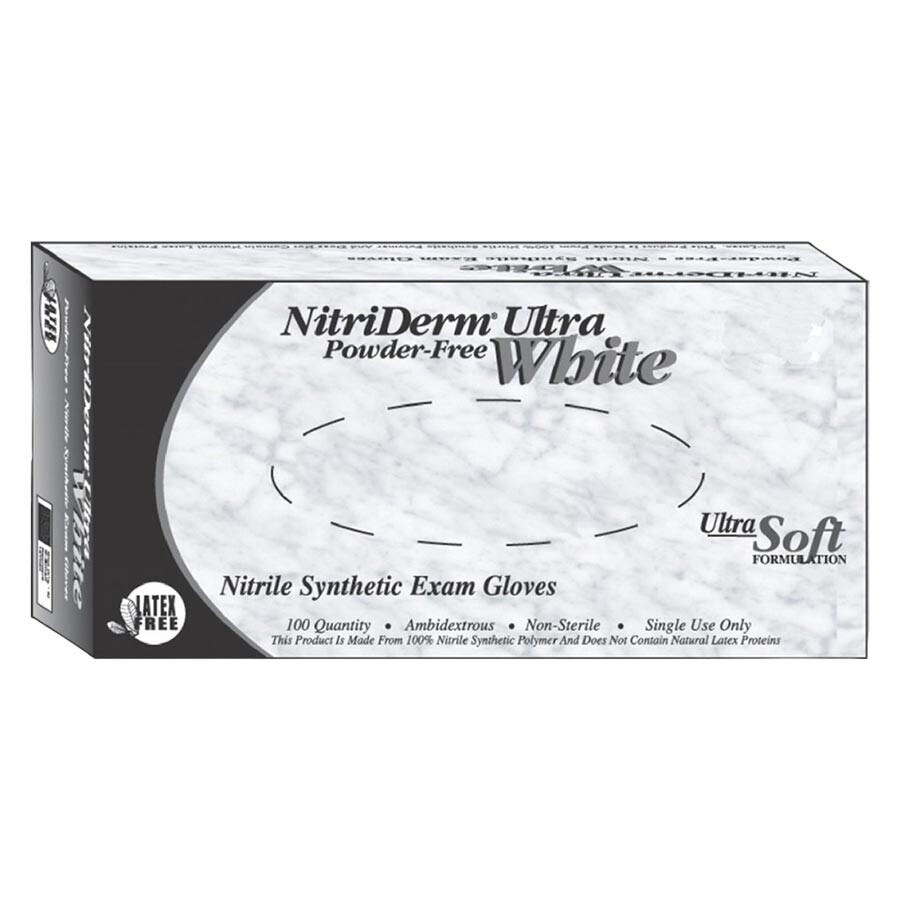 Innovative Healthcare 167200 Nitriderm Nitrile Gloves Ultra White Medium 100/Bx