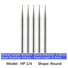 Vakker Dental HP 1/4 Carbide Burs Round For Straight Handpiece 2.35mm 5pc/pk