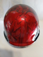 Fibre-Metal FMX Fiber Glass Cap Hard Hat Red/Black Flames/Skulls Type 1 E G & C