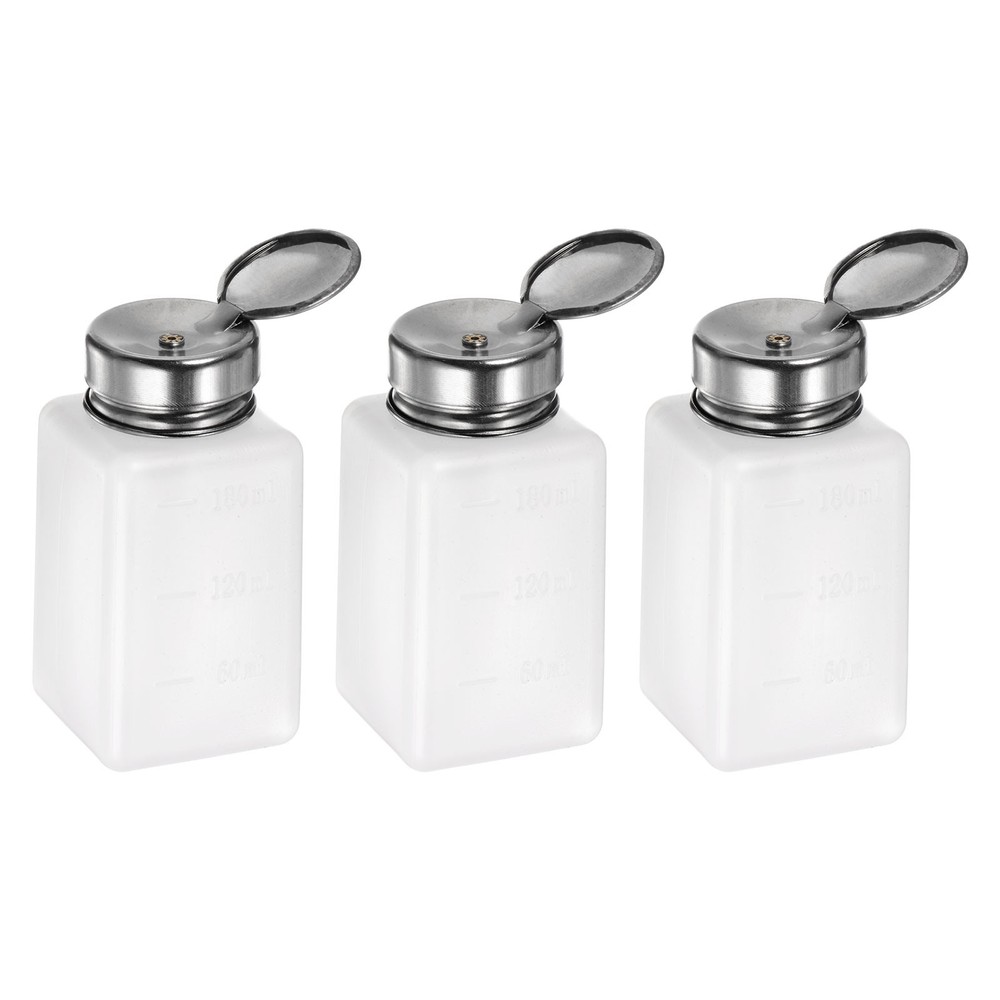 3pcs Solvent Alcohol Dispensers 180ml Push Down Liquid Dispenser Pump White