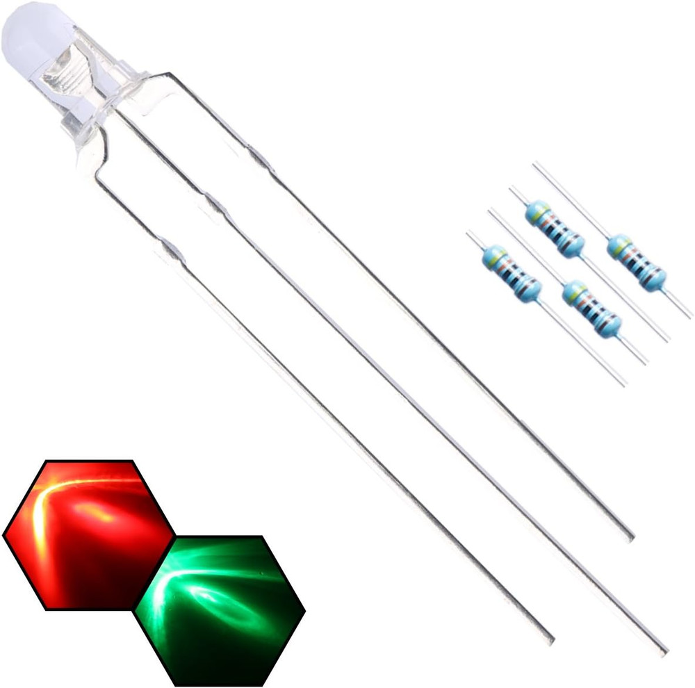 100Pcs 3Mm Red & Green Lights Bi-Color LED Diodes Common Cathode Clear round …