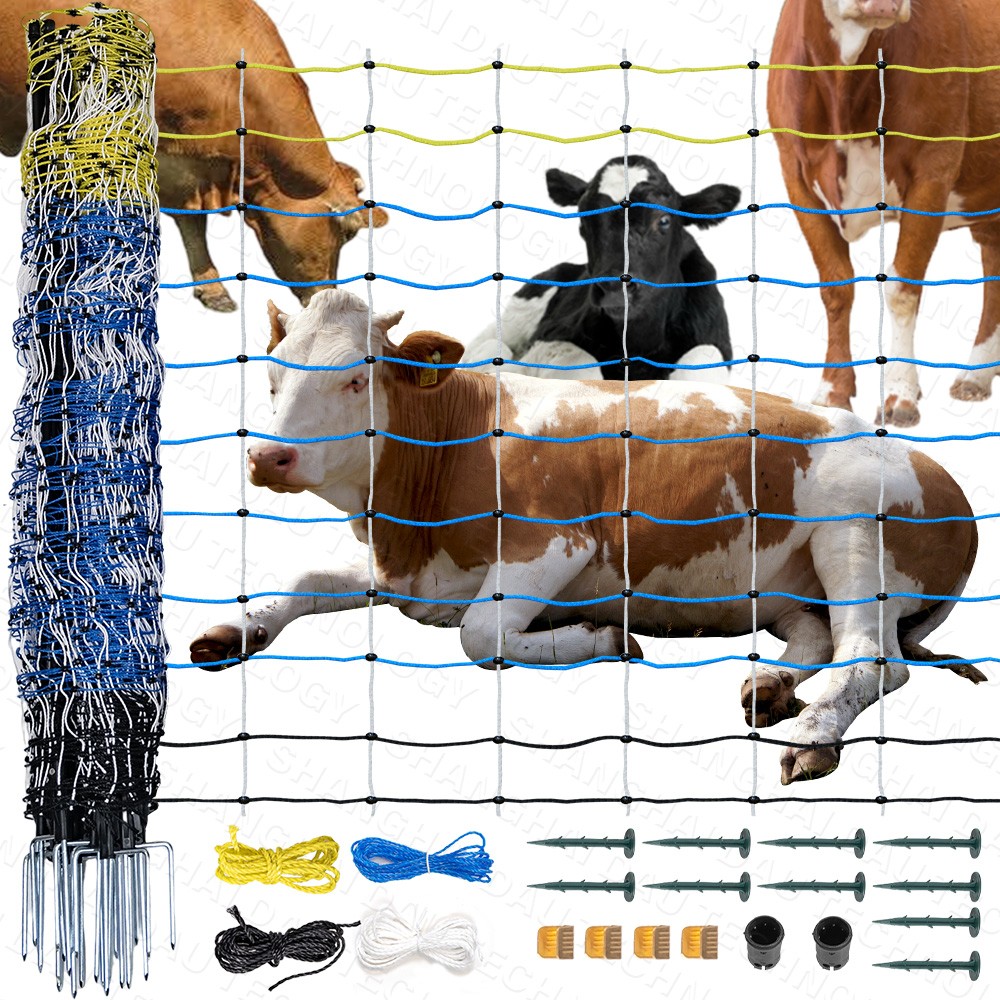 Electric Netting Fence Kits 35.5″H x 164’L Goat Sheep Fencing with Posts Spikes