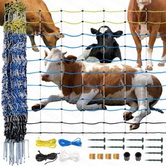 Electric Netting Fence Kits 35.5″H x 164’L Goat Sheep Fencing with Posts Spikes