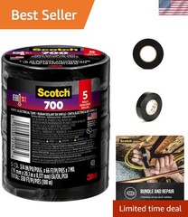 Vinyl 700 Electrical Tape, 5 Rolls, Black, 3/4-in x 66-ft, Commercial Grade