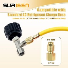 Refrigerant Can Tap R134A Self‑Sealing & Puncture Valve +Tank Adapter Kit Bla