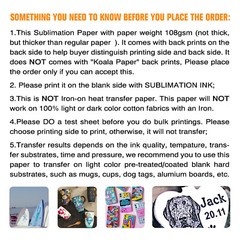 Koala Sublimation Paper 8.5×11 500 Sheet for Inkjet Heat Transfer Bulk Wholesale