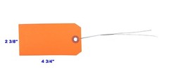 1000 pcs of 4 3/4″ x 2 3/8″ Size 5 Orange Cardstock Hang Tag Tags with Wire 13Pt