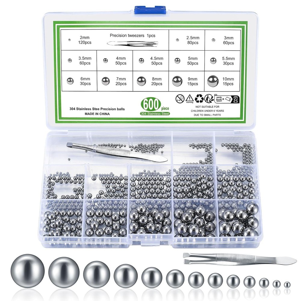 Metric Precision Steel Bearing Balls Assorted Stainless Steel Loose Kit