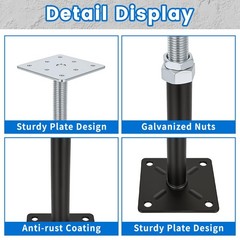Adjustable House Floor Jacks, Post 8″ – 12″ Black