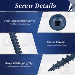 400pcs Combo Drive Washer Head #8 x 2-1/2″ Pocket Hole Type 17 Coarse Wood Screw