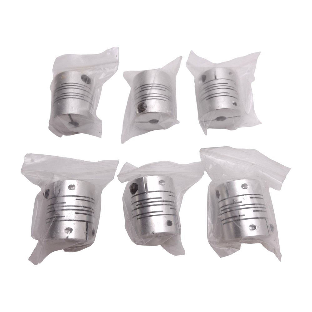 Lot of 6 Aluminum Flexible Shaft Coupling, ø6mm & ø1/4in Bores, ø25mm x 30mm